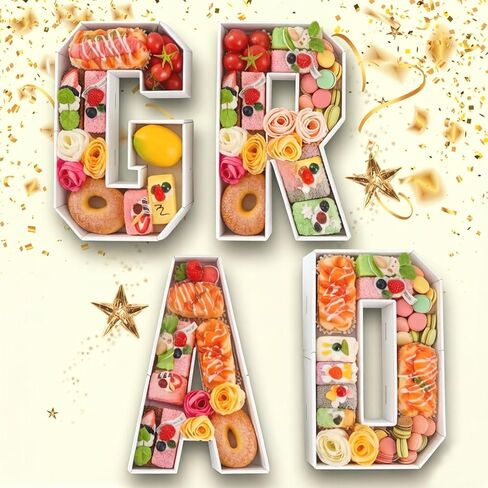 12.2 Inch White Charcuterie Number Box for Graduation Party Decorations 2026, Fillable Tray Numbers for Candy Chocolate Snacks, Large Centerpiece Supplies for Kindergarten Preschool College Grad(GRAD) in Kuwait