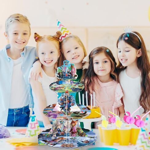 Cute Cartoon Animals Cupcake Stand, 12 Inch Cardboard Cupcake Tray, Lightweight Easy Assemble Dessert Tray for Birthday, Wedding, Movie Theme Party Decoration in Kuwait