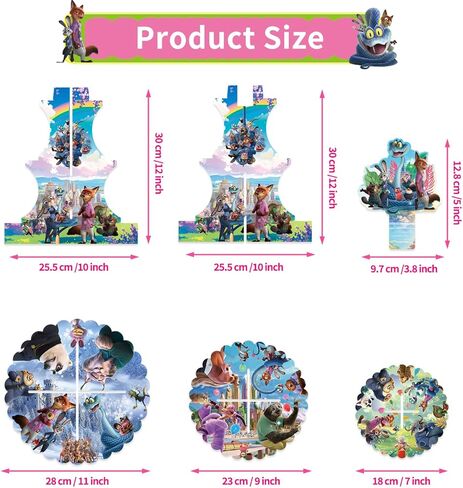 Cute Cartoon Animals Cupcake Stand, 12 Inch Cardboard Cupcake Tray, Lightweight Easy Assemble Dessert Tray for Birthday, Wedding, Movie Theme Party Decoration in Kuwait