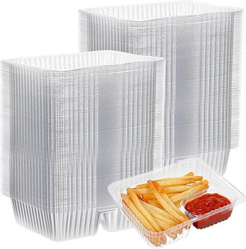 500 Pack 12 oz Nacho Trays Disposable,2 Compartment Nacho Containers Food Snack Tray,6.5" x 5" Clear Plastic Disposable Chip and Dip Holder for Party Festival Carnival Concession Stand Movie Night in Saudi Arabia