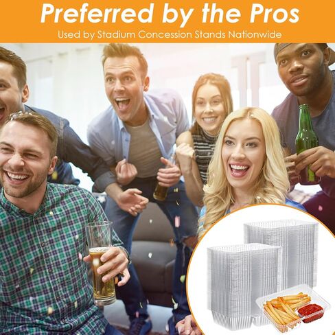 500 Pack 12 oz Nacho Trays Disposable,2 Compartment Nacho Containers Food Snack Tray,6.5" x 5" Clear Plastic Disposable Chip and Dip Holder for Party Festival Carnival Concession Stand Movie Night in Saudi Arabia