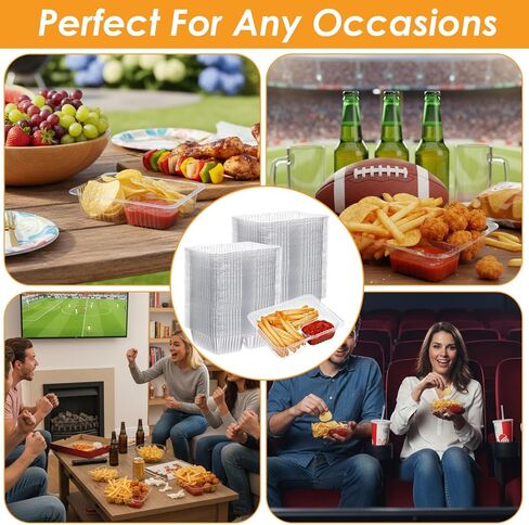 500 Pack 12 oz Nacho Trays Disposable,2 Compartment Nacho Containers Food Snack Tray,6.5" x 5" Clear Plastic Disposable Chip and Dip Holder for Party Festival Carnival Concession Stand Movie Night in Saudi Arabia