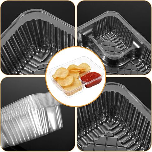 500 Pack 12 oz Nacho Trays Disposable,2 Compartment Nacho Containers Food Snack Tray,6.5" x 5" Clear Plastic Disposable Chip and Dip Holder for Party Festival Carnival Concession Stand Movie Night in Saudi Arabia