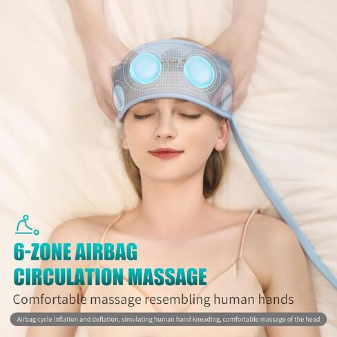 Head Massager,Scalp Massager,Relief Headaches,Fatigue,Stress,Sleep aid,Hangover with Airbag Kneading,Constant Temperature Hot Compress for Head (Sky Blue) in Saudi Arabia