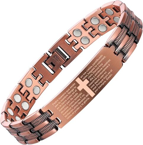 MagEnergy Copper Bracelet for Men, Pulsera de Cobre para Hombres, Cross Copper Magnetic Bracelet with Strength 3500 Gauss Magnets, Jewelry Gift for Him in Saudi Arabia