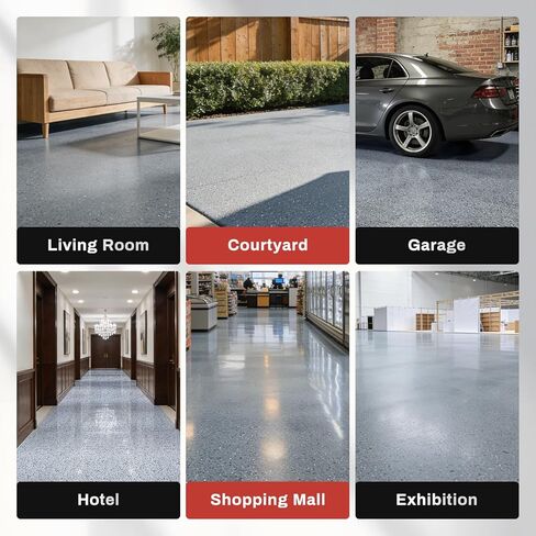 DWIL Epoxy Colored Sand Floor Paint with Primer, Epoxy Quartz Sand Floor Coating Kit for Concrete -Self-Leveling, Water-Based, Low Odor - 2kg, Light Gray in Kuwait