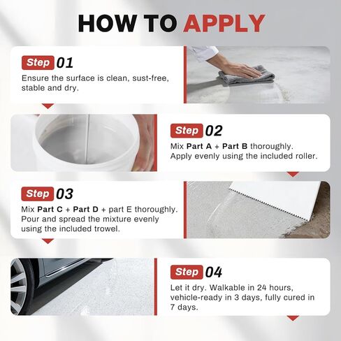 DWIL Epoxy Colored Sand Floor Paint with Primer, Epoxy Quartz Sand Floor Coating Kit for Concrete -Self-Leveling, Water-Based, Low Odor - 2kg, Light Gray in Kuwait