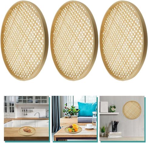 BESTOYARD Bamboo Weaving Colander Basket 7.08 Inch Round Low Sieve for Fruit Vegetable Storage Kitchen Organization and Display in Saudi Arabia