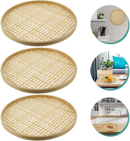BESTOYARD Bamboo Weaving Colander Basket 7.08 Inch Round Low Sieve for Fruit Vegetable Storage Kitchen Organization and Display in Saudi Arabia