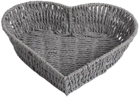 Paper Rope Woven Storage Basket, Handmade Heart Shape Rattan Basket for Storage Vegetable Fruit Bread Desktop Cabinet Decoration Vase(White) in Saudi Arabia