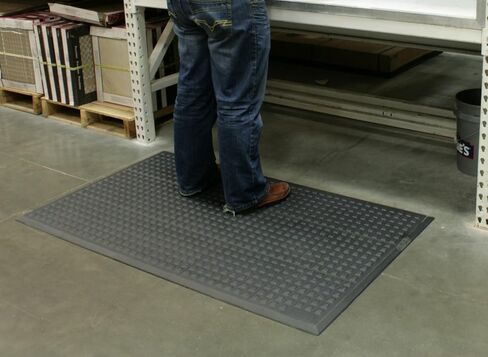 Wearwell Rejuvenator Squared Workstation Anti-Fatigue-Mat - Black. 3' W x 5' L x 5/8" Thickness. Polyurethane. Molded Ramps. For Dry Industrial Areas (502.58x3x5BK) in Kuwait