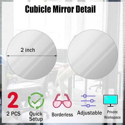 Aogigigio 2pcs Desk Mirror Office Cubicle - Adjustable Rear View Computer Monitor Small Removable Mirror to See Behind You for Work Accessories, 2inch in Kuwait