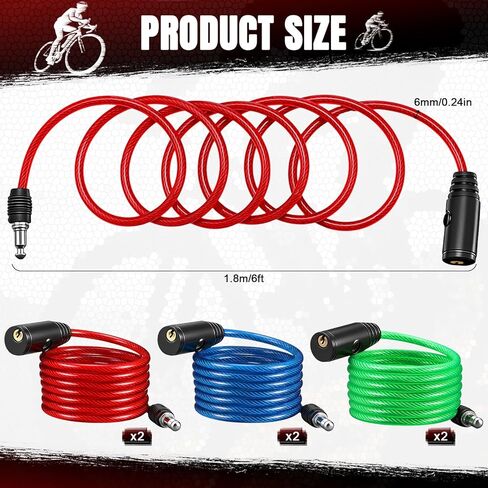 Moxweyeni 6 Pack 6 ft Bike Cable Lock Bulk Long Steel Bicycle Lock with Keys Anti Theft Security Cable for Bicycle Motorcycle Scooter Road Bike E-Bike Gate Fence Toolbox, 3 Colors in Saudi Arabia