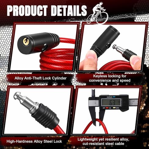 Moxweyeni 6 Pack 6 ft Bike Cable Lock Bulk Long Steel Bicycle Lock with Keys Anti Theft Security Cable for Bicycle Motorcycle Scooter Road Bike E-Bike Gate Fence Toolbox, 3 Colors in Saudi Arabia