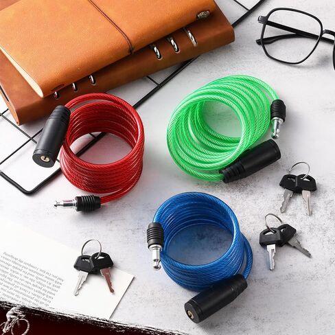 Moxweyeni 6 Pack 6 ft Bike Cable Lock Bulk Long Steel Bicycle Lock with Keys Anti Theft Security Cable for Bicycle Motorcycle Scooter Road Bike E-Bike Gate Fence Toolbox, 3 Colors in Saudi Arabia