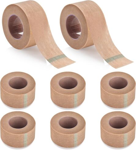 Hypoallergenic Micropore Tape 8 Rolls Surgical Tape for Sensitive Skin Latex-Free, Breathable & Pain Free Removal 1" x 10yd Wound Care, First Aid, Tubing Secure Medical Paper Tape (Beige) in Kuwait