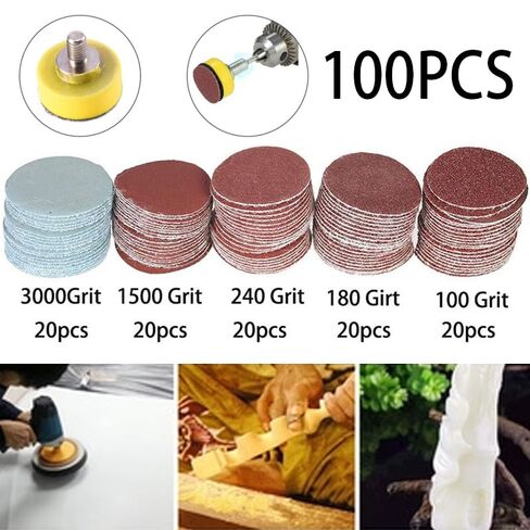 100Pcs 1 Inch Sanding Discs Pad Kit 100-3000 Grit for Drill Grinder Rotary Tool in Saudi Arabia