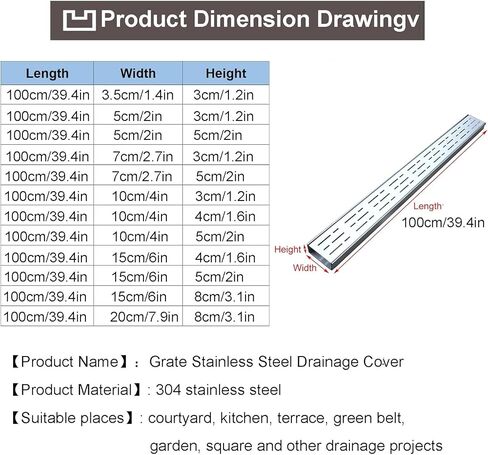 Narrow Channel Drain Grate for Outdoor Metal Trench Drains, Slim 5x5cm Drainage System for Driveways & Landscape, Durable Grate Cover for Sewage Management & Farm Use in Kuwait