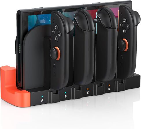 [Switch 2/1 Compatible] Controller Charger, 8 in 1 Fast Charging Dock for Nintendo Switch 2, Wireless Portable Dual-Direction Magnetic Charger Station, LED Indicator, NS 2 Charge Dock in Kuwait