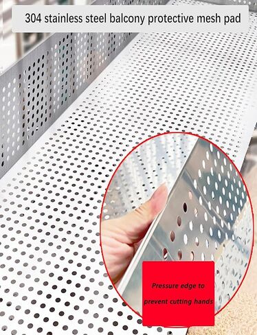 Stainless Steel Perforated Sheet, 8mm Hole Diameter Metal Plate with Gloves, Anti-Drop Design, Durable and Versatile (45x800cm) for DIY and Industrial Use in Kuwait