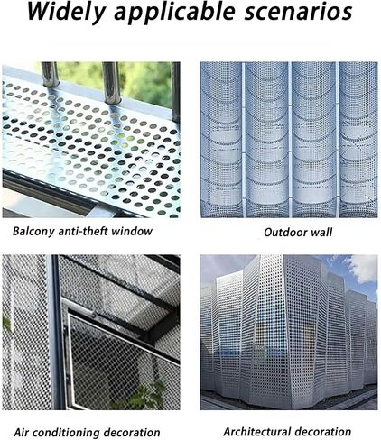 Stainless Steel Perforated Metal Plate 25x800cm, 8mm Hole Diameter, Durable Anti-Drop Design, Includes Protective Gloves for Safe Handling in Kuwait