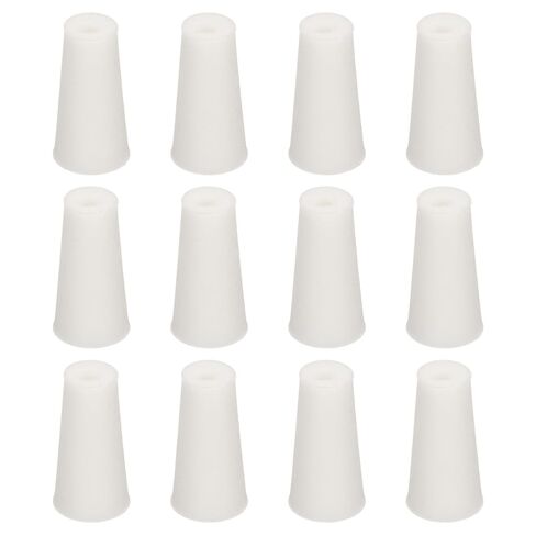 uxcell Tapered Shaped Silicone Stoppers 11 to 15mm, 12 Pcs White Tapered Lab Seal Plugs with Hole for Sealing, Test Tubes, Flasks in Saudi Arabia