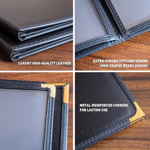 2 أغطية قائمة للمطعم مقاس 8.5 × 11 بوصة، حامل قائمة من الجلد الصناعي الأسود مع صفحتين (4 مشاهدات)، قائمة النبيذ وكتاب قائمة العشاء لمقهى الفندق in Kuwait