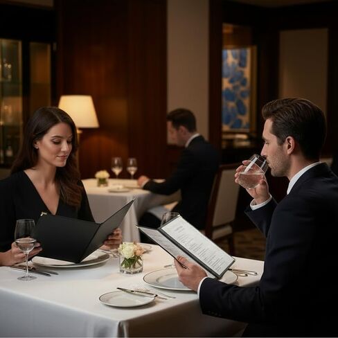 2 أغطية قائمة للمطعم مقاس 8.5 × 11 بوصة، حامل قائمة من الجلد الصناعي الأسود مع صفحتين (4 مشاهدات)، قائمة النبيذ وكتاب قائمة العشاء لمقهى الفندق in Kuwait