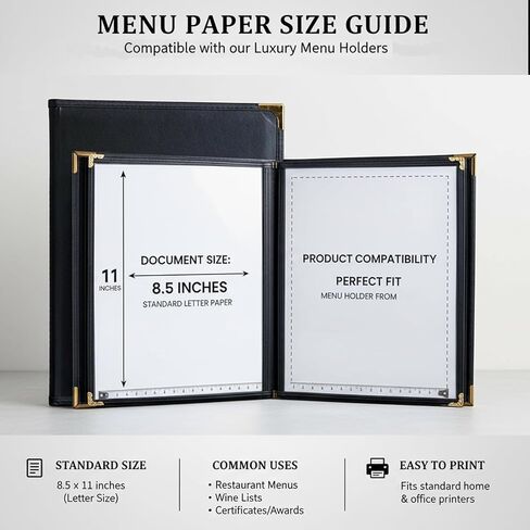 2 أغطية قائمة للمطعم مقاس 8.5 × 11 بوصة، حامل قائمة من الجلد الصناعي الأسود مع صفحتين (4 مشاهدات)، قائمة النبيذ وكتاب قائمة العشاء لمقهى الفندق in Kuwait