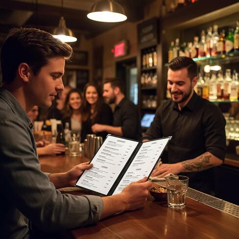 Restaurant Menu Covers 8.5x11 – 12 Pack Clear Vinyl Menu Holders with Silver Corners, 2 Page 4 View Letter Size Menu Sleeves for Restaurant, Cafe, Bar, Bistro & Hotel in Kuwait