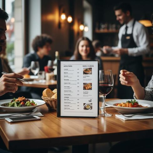 Restaurant Menu Covers 8.5x11 – 12 Pack Clear Vinyl Menu Holders with Silver Corners, 2 Page 4 View Letter Size Menu Sleeves for Restaurant, Cafe, Bar, Bistro & Hotel in Kuwait