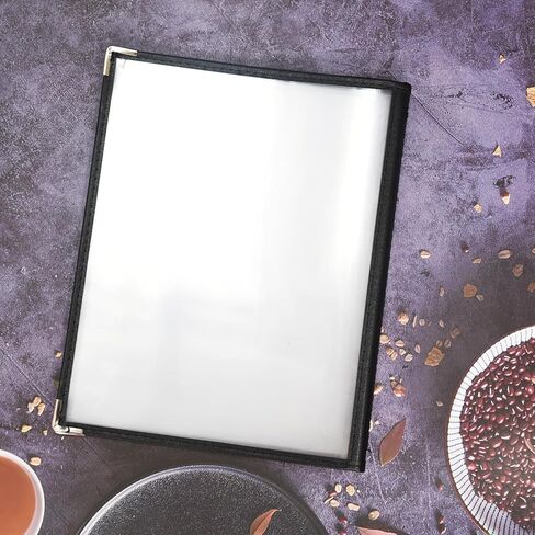 Restaurant Menu Covers 8.5x11 – 12 Pack Clear Vinyl Menu Holders with Silver Corners, 2 Page 4 View Letter Size Menu Sleeves for Restaurant, Cafe, Bar, Bistro & Hotel in Kuwait