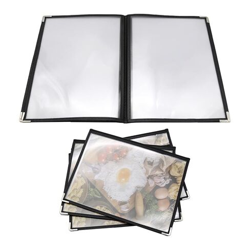 Menu Covers 8.5 x 11 Inch Transparent Restaurant Menu Covers Fit A4 Paper, 4 Page 8 View, 4PCS in Saudi Arabia