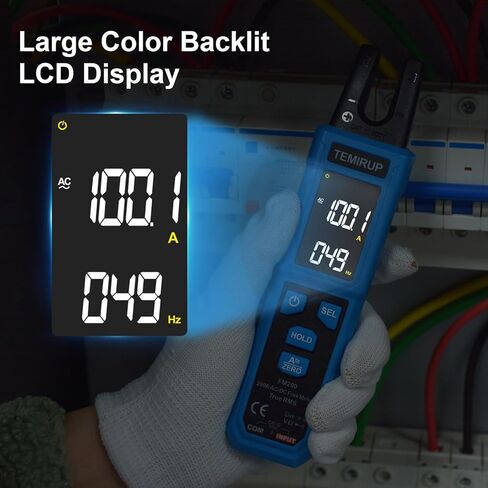 Digital Clamp Meter Multimeter with U-Shaped Jaw for AC/DC Current & Voltage, Auto-ranging 4000 Counts Voltage Tester with Large LCD Backlight, Measuring Temperature Continuity Diode NCV in Kuwait