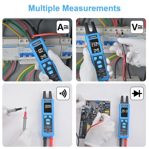 Digital Clamp Meter Multimeter with U-Shaped Jaw for AC/DC Current & Voltage, Auto-ranging 4000 Counts Voltage Tester with Large LCD Backlight, Measuring Temperature Continuity Diode NCV in Kuwait