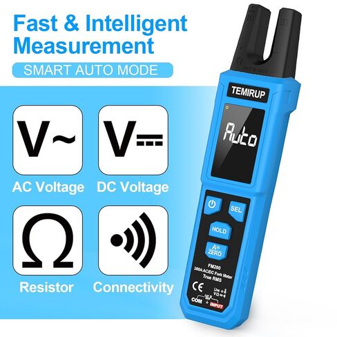 Digital Clamp Meter Multimeter with U-Shaped Jaw for AC/DC Current & Voltage, Auto-ranging 4000 Counts Voltage Tester with Large LCD Backlight, Measuring Temperature Continuity Diode NCV in Kuwait