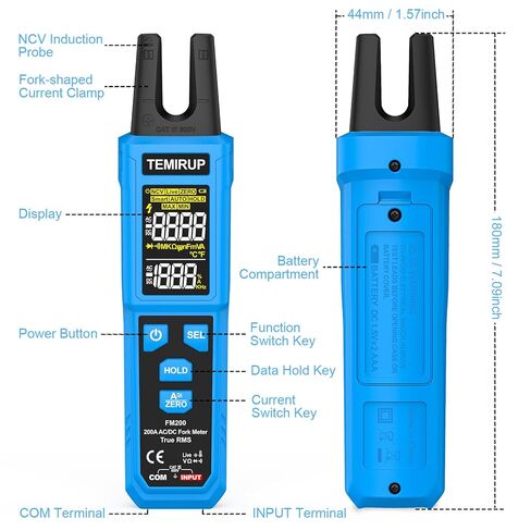 Digital Clamp Meter Multimeter with U-Shaped Jaw for AC/DC Current & Voltage, Auto-ranging 4000 Counts Voltage Tester with Large LCD Backlight, Measuring Temperature Continuity Diode NCV in Kuwait
