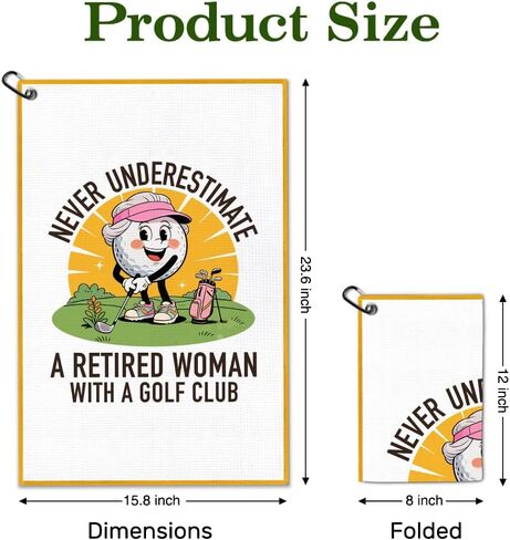 A Retired Woman with A Golf Club Golf Towel with Clip, Funny Golfing Accessories for Women, Mother's Day Birthday Retirement Gifts for Golfer Retired Ladies, Golfing Gifts for Mother Grandma in Saudi Arabia
