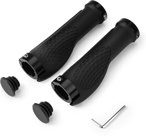 Bike Handlebar Grips, Black Ergonomic Aluminum Lock-on Bicycle Handlebar Grips, Bike Comfort Locking Handle Bar for Mountain Road Bikes MTB BMX Scooter in Kuwait