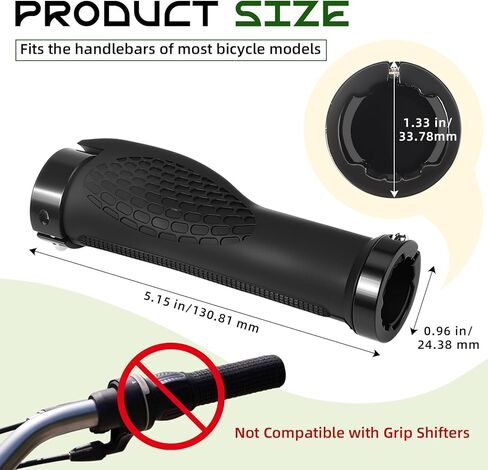 Bike Handlebar Grips, Black Ergonomic Aluminum Lock-on Bicycle Handlebar Grips, Bike Comfort Locking Handle Bar for Mountain Road Bikes MTB BMX Scooter in Kuwait