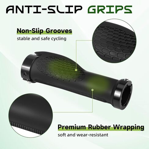 Bike Handlebar Grips, Black Ergonomic Aluminum Lock-on Bicycle Handlebar Grips, Bike Comfort Locking Handle Bar for Mountain Road Bikes MTB BMX Scooter in Kuwait