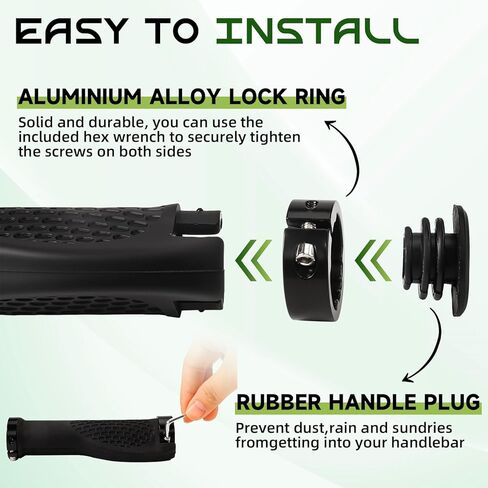 Bike Handlebar Grips, Black Ergonomic Aluminum Lock-on Bicycle Handlebar Grips, Bike Comfort Locking Handle Bar for Mountain Road Bikes MTB BMX Scooter in Kuwait
