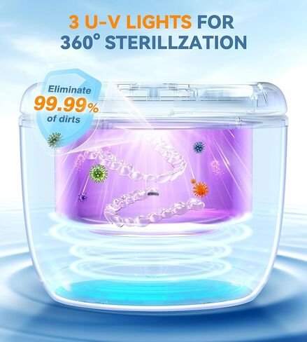 منظف ​​المثبت بالموجات فوق الصوتية، حامل تنظيف الأسنان لأطقم الأسنان، واقي الفم، المصفف، الواقي الليلي، الأقواس، رؤوس فرشاة الأسنان، المجوهرات، آلة تنظيف المثبات 45 كيلو هرتز مع مؤقت رقمي و200 مل in Kuwait