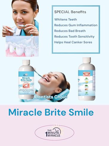 Miracle Brite Smile - 3% Hydrogen Peroxide Medical Food Grade, Peppermint, Lemon, Clove Leaf, Cinnamon and Rosemary in Kuwait