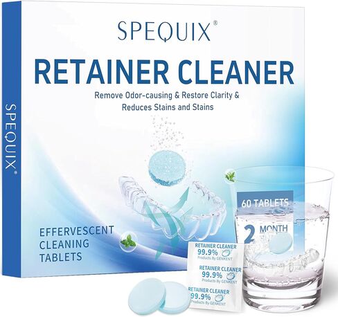 Retainer Cleaner Tablets for Invisalign, Mouth Guard Cleaner Tablets for Dental Appliances, Denture Cleaning Tablets 60 Counts in Saudi Arabia