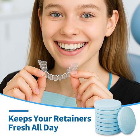 Retainer Cleaner Tablets for Invisalign, Mouth Guard Cleaner Tablets for Dental Appliances, Denture Cleaning Tablets 60 Counts in Saudi Arabia