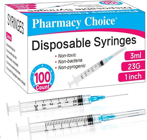 100 Pack Disposable 3ml/cc Lab Syringes with 23Ga 1 Inch Needle Luer Lock, Individually Sealed Packed. 100PACK in Kuwait
