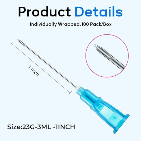 100 Pack Disposable 3ml/cc Lab Syringes with 23Ga 1 Inch Needle Luer Lock, Individually Sealed Packed. 100PACK in Kuwait