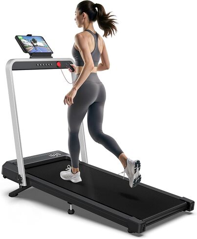 WELLFIT Walking Pad with Handle Bar, 10% Incline Treadmill with 350LBS Weight Capacity, Foldable Treadmill for Home Small Spaces, 3.0 HP 6.2 MPH 36"x16" Running Area, Easy to Move, Upright Placement in Kuwait