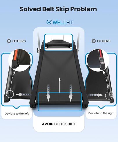 WELLFIT Walking Pad with Handle Bar, 10% Incline Treadmill with 350LBS Weight Capacity, Foldable Treadmill for Home Small Spaces, 3.0 HP 6.2 MPH 36"x16" Running Area, Easy to Move, Upright Placement in Kuwait